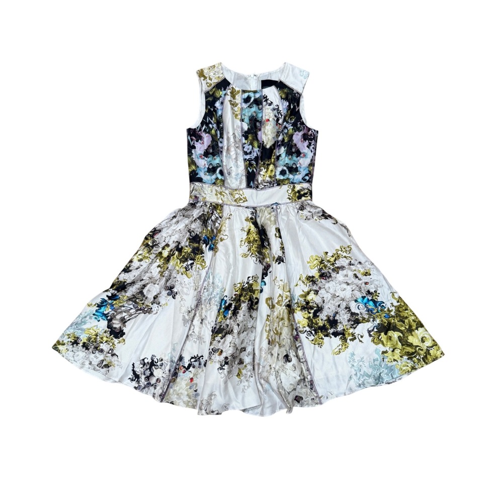 Cynthia Rowley Spring 2012 Silk Floral Fit Flare Dress Sleeveless Multi Color 2